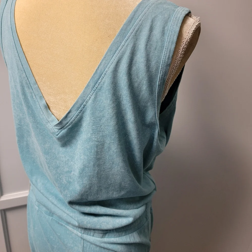 Calvin Klein Athletic Jumpsuit Romper Sleeveless Drawstring Waist Aqua NWT Large